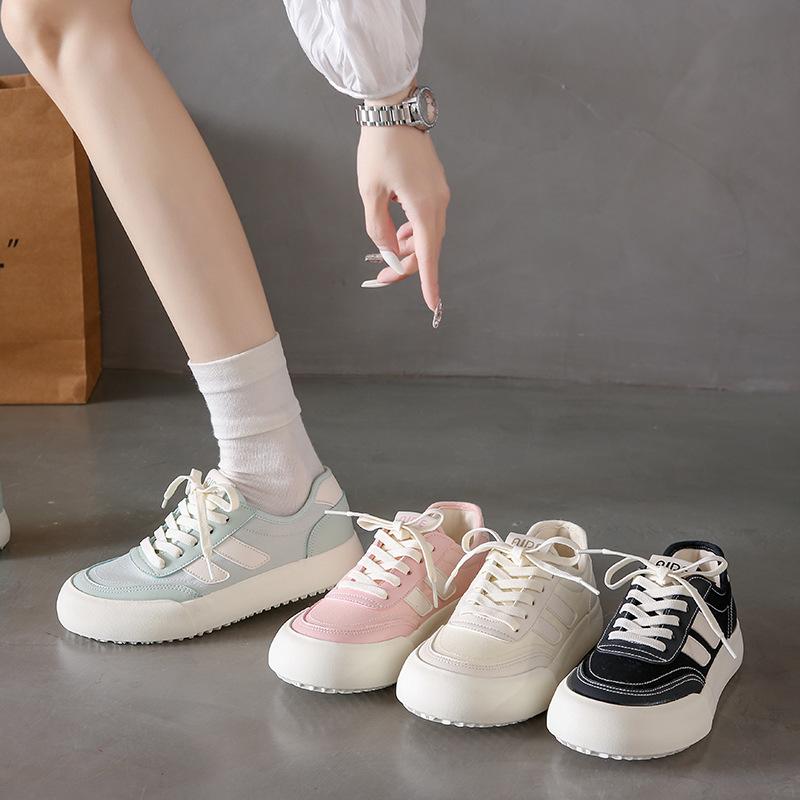 Fashion Autumn New Style Thick Sole Canvas Shoes Leisure Fashion Women's Shoes Simple Increase Height Lace Up Women's Shoes