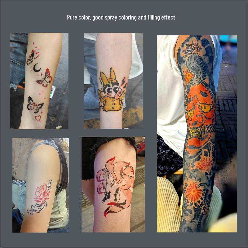 Waterproof Temporary Airbrush Tattoo Pigment - Realistic, Non-Discoloring Body Paint