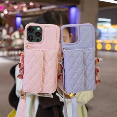 Shoulder Strap Lanyard Wallet Leather Case for IPhone 14 15 Pro Max 13 12 11 XS XR 7 8 Plus SE 2022 Cards Holder Crossbody Cover
