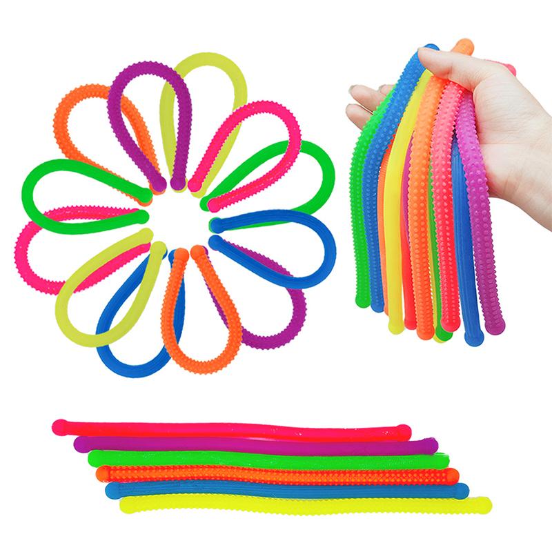 5pcs Simulated Elastic Decompression Noodles Stretchy String Fidgets Sensory Toys Strengthen Arms Stress Reliever Toys