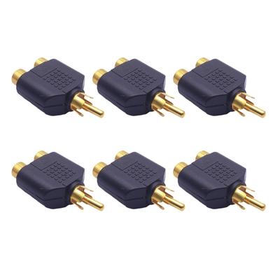 6er-Pack Cinch Y-Splitter-Stecker 1 Stecker 2 Buchsen für TV-Ton Video Einfach einstecken und verwenden