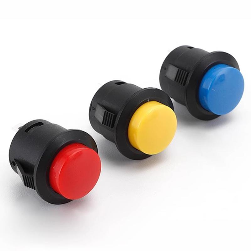 5/20PCS R13-507 Snap on Button Inching Switch 16MM Round Lockless Self Reset Switch Panel Mounting 3A125V/1.5A250VAC