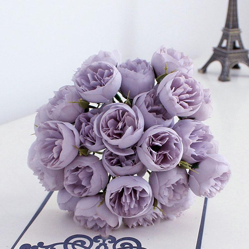 27 Heads Artificial Camellia Flowers Peony Rose Bouquet Bride Flower For Wedding Party Office Home Decoration