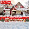 Merry Christmas Banner, Gingerbread Santa Claus Train Design, Polyester Outdoor Garden Porch Fence Wall Christmas Party Supplies
