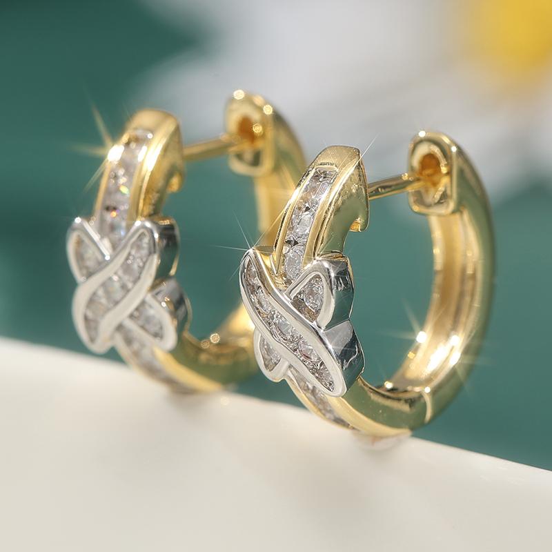 

Vintage Copper Synthetic Zircon Inlaid Golden Plated Hoop Earrings for Women Exquisite Wedding Jewelry Accessories Gifts