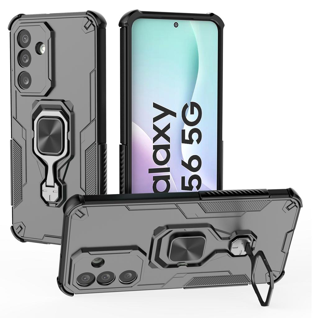 For Samsung Galaxy M56 5G Case Rotatable Ring Kickstand PC+TPU Shockproof Phone Cover