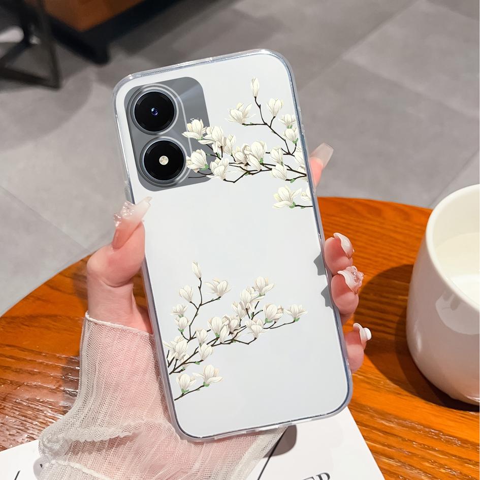 Phone Case For Vivo Y20 Y27 Y36 Y02S Y10 Y15 Y21 Y33 Cover Cute Panda Shockproof Clear Camera Protection Matte Soft Silicone Housing For Vivo Bumper