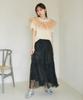Beige Frilled Docking Pullover with Sash [BIS] Women's T-Shirt (Set) (27)