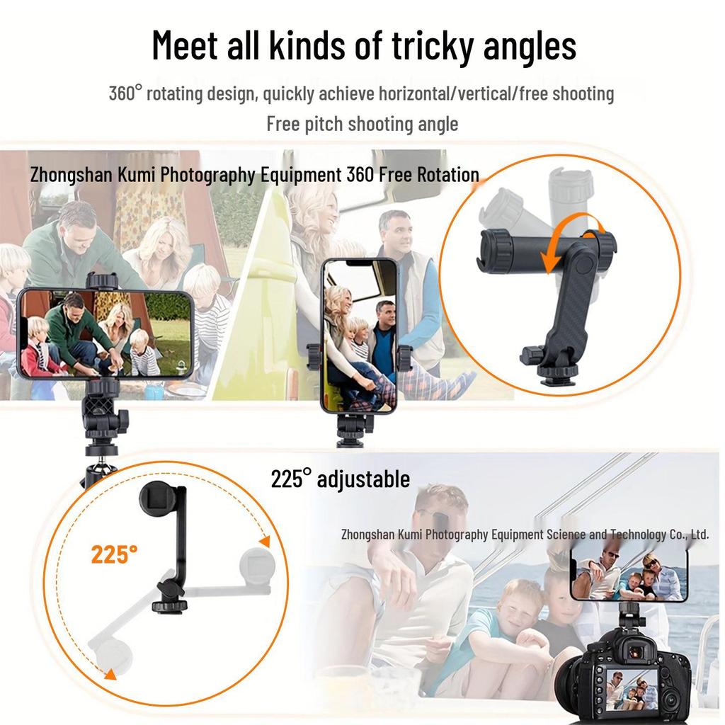 Multifunctional Phone Holder: Dual-Mount, 360° Rotation, Live Broadcast, Horizontal/Vertical Shooting.