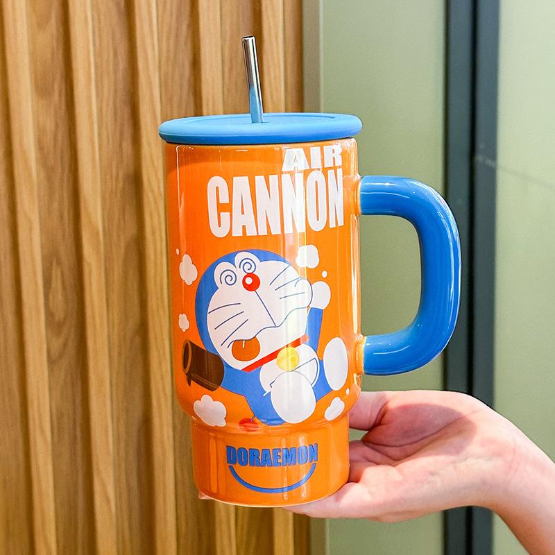 Birthday gift for girls, high-value Bingba cup, ceramic mug with lid straw cup as a gift