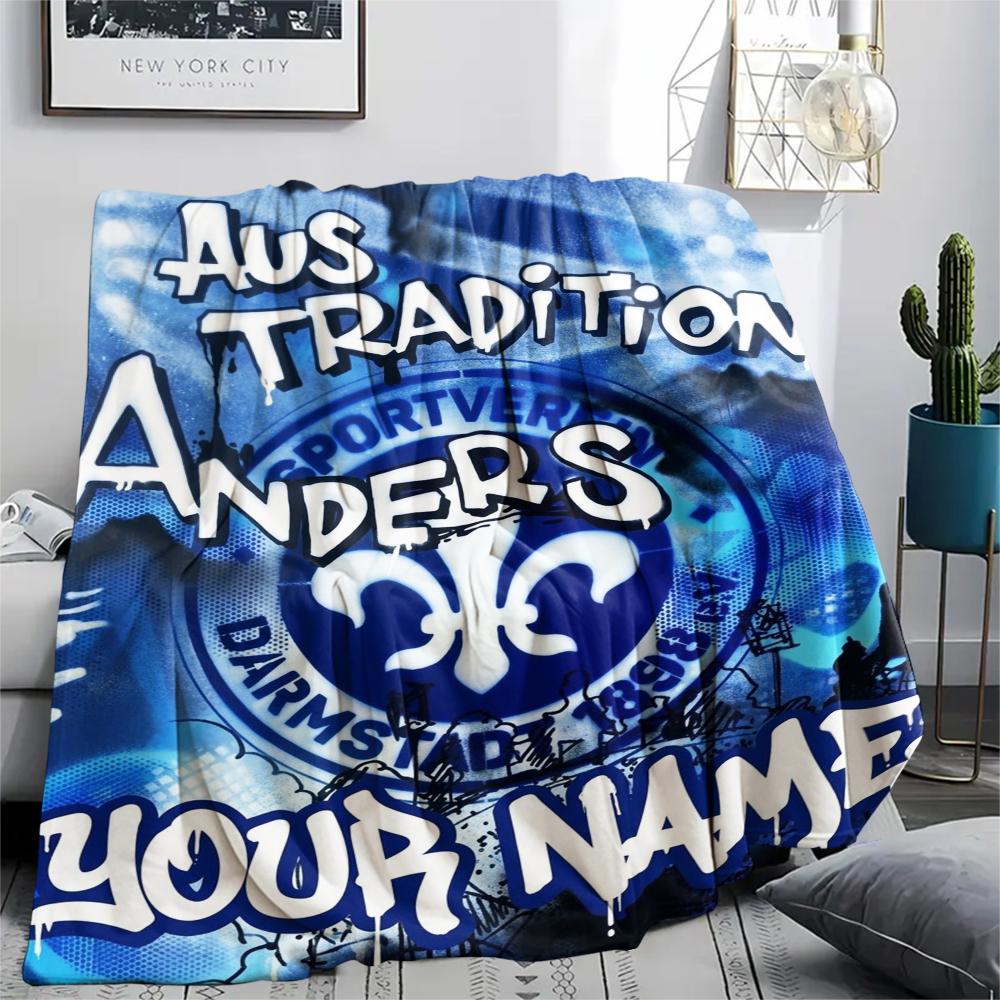 1PC Custom Name SV Darmstadt 98 Patterned Flannel Blanket Suitable For All Seasons for Home Decor Warmth and Comfort Gifts Holiday Present