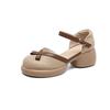 Neue Ledersandalen Damen Koreanische Version Ein-Wort-Sandalen mit Taschenkopf Kinder Innenhöhenerhöhung Retro Casual Einzelne Schuhe Damen