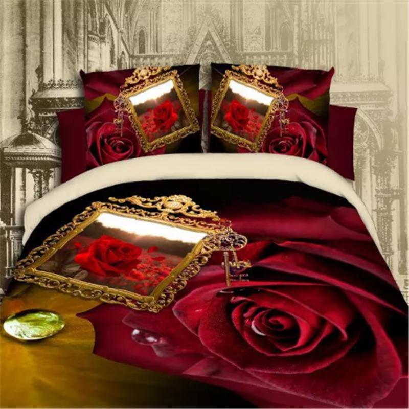 Fashion Home Decor 3D Duvet Cover Pillowcase Quilt Bedding Set Queen King Pretty Rose Flower
