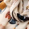 Autumn/Winter Cotton-Linen Silk Scarf: Fashionable Cartoon Kitten Print Shawl for Women