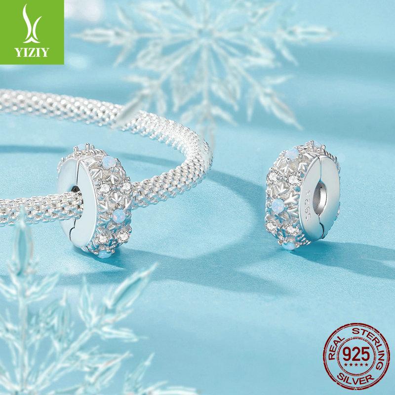 Christmas Snowflake Diy Bracelet Clasp, Romantic Winter Jewelry Accessories S925 Sterling Silver Beads