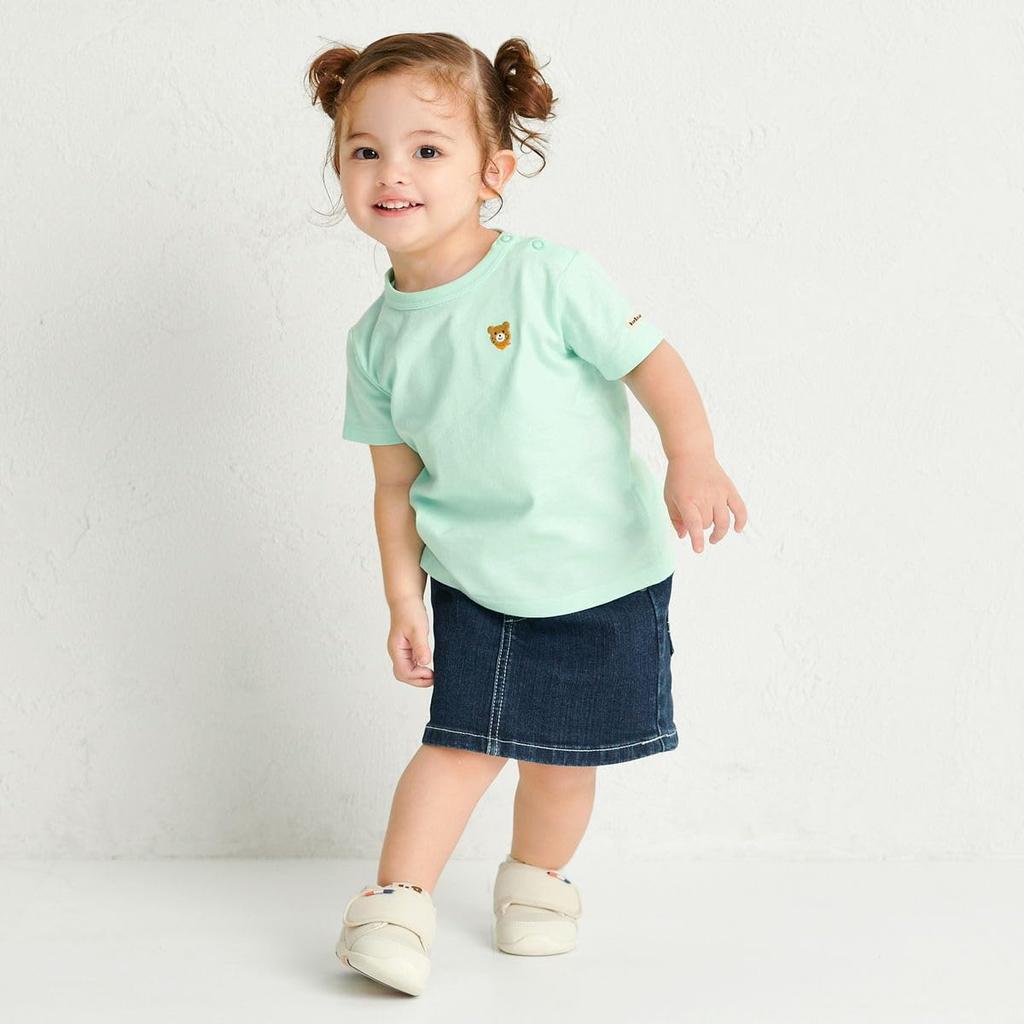 MIKI HOUSE HOT BISCUITS Short Sleeve Ice for Boys and T-Shirt, Green, 90cm, Girls, 70-5210-683