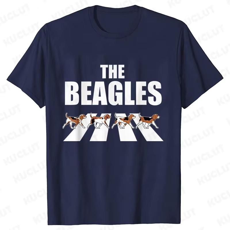 T-shirt Unisex WoUnisex Classiche Top Moda Casual Manica Corta Girocollo T-shirt The Beagles Cane Beagle Pazzo Unisexs Magliette T-shirt