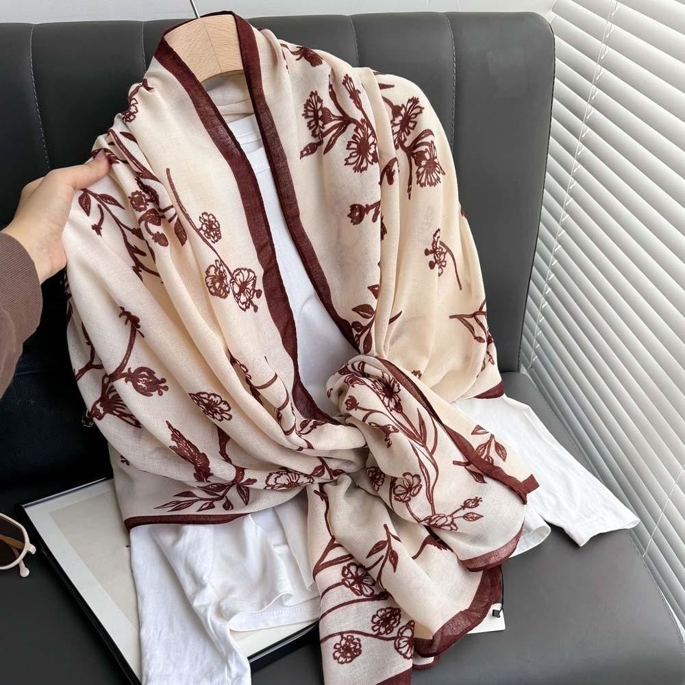 Breathable Women Floral Scarf Long Sunscreen Headscarf Thin Large Shawl  Clothing Accessories