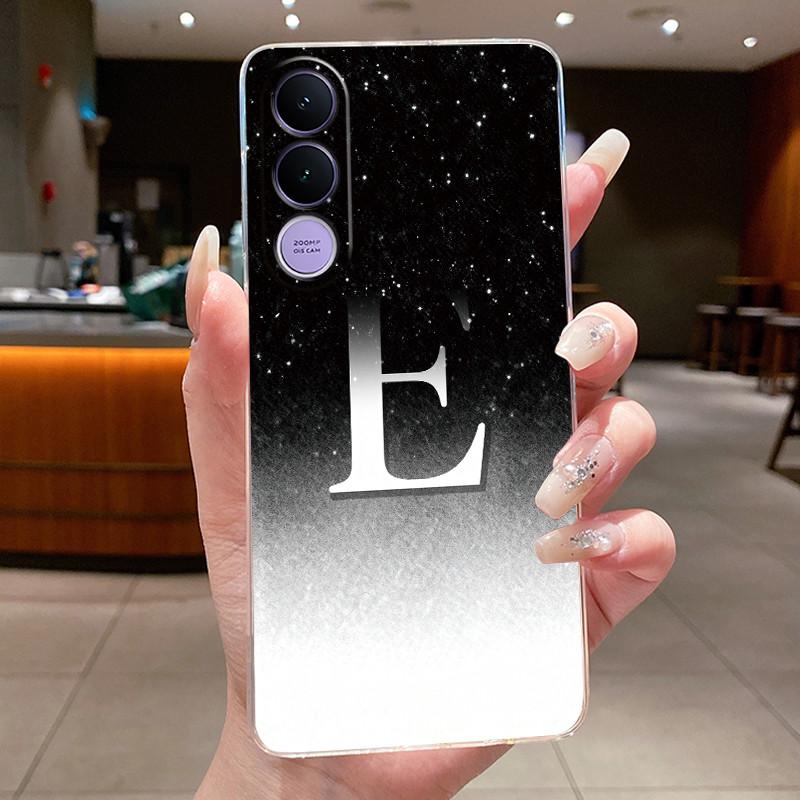 Anti-scratch Phone Case For Vivo V70 FE Jelly Clear TPU Soft Casing Lucky Letter Pink Shiny Starry Sky Pattern Couple Shell