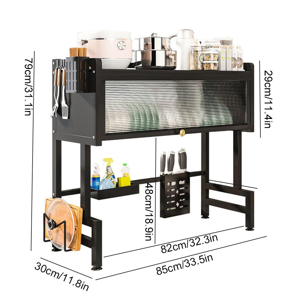 Kitchen Drain Shelf 3-Tier Multi-Functional Kitchen Storage Rack Kitchen Sink Organizer Large Over The Sink Dish Rack with Cover