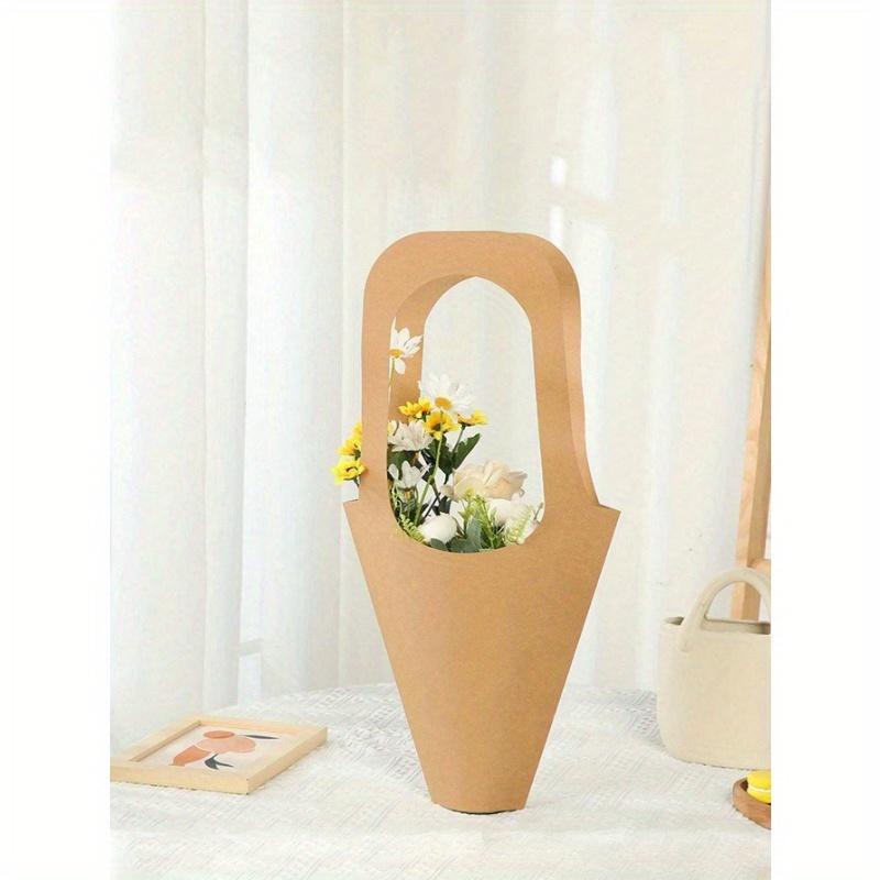 

Крафт-бумажные подарочные пакеты для цветов с ручкой, пакеты для букетов, крафт-бумажный пакет для букета в руке, пакеты из коричневой бумаги для упаковки цветов, держатель для букета 1pc