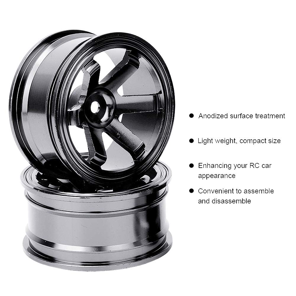 4pcs RC Wheel Hubs, Aluminum Alloy Wheel Hubs for 110 Scale Flat Running Drift RC Cars, 52mm Diameter, 26mm Width, 12mm Connector, High Strength,