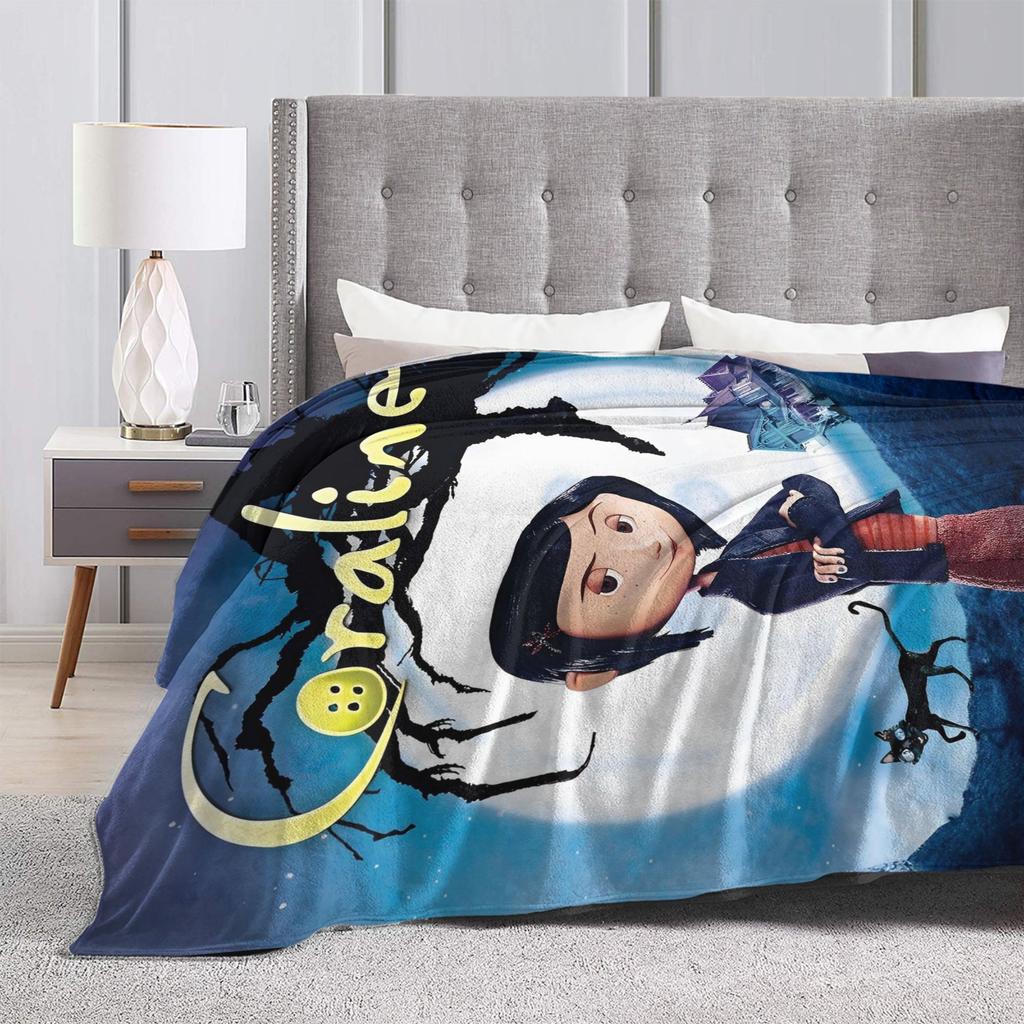 Coraline Halloween Movie Blanket Coral Fleece Plush Textile Decor Portable Ultra-Soft Throw Blankets for Sofa Couch Quilt