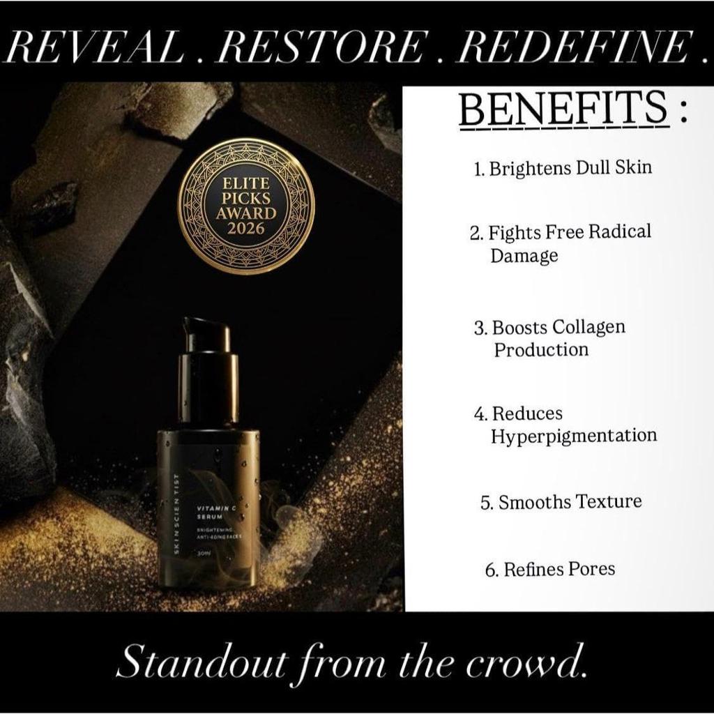 Vitamin C Face Serum 30ml for Glowing Skin | Brightening Face Serum | Helps Improve Dark Spots, Pigmentation, Fine Lines