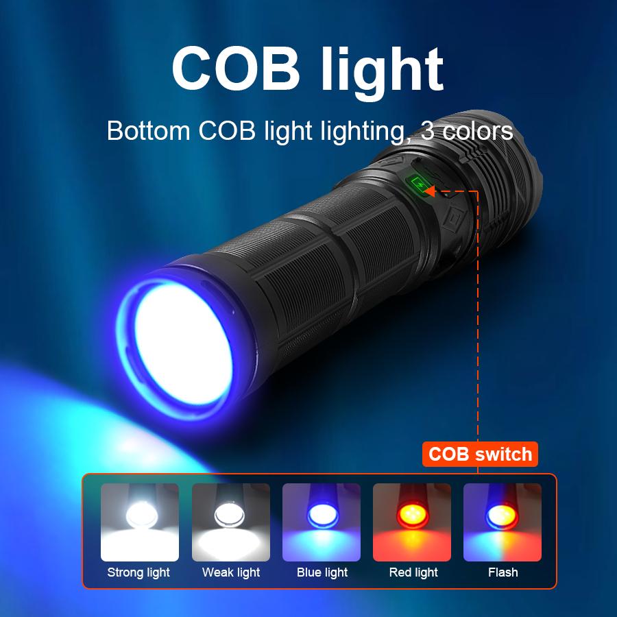 NEW 99000000LM Most Powerful LED Flashlight Rechargeable Type-c Flashlight Long Range Tactical Torch Light For Fishing Hunting