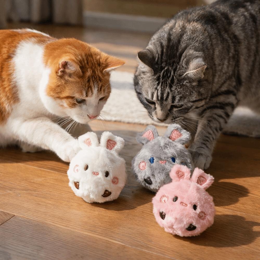 Bunny Shape Plush Dog Toy Ball Colorful Puppy Squeaky Toy Pet Bouncy Ball  Enrichment Exercise