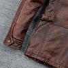 Vintage Red Brown M65 Hunting Jackets Black Genuine Cowhide Men Leather Jacket Pockets Men's Cow Coat Autumn