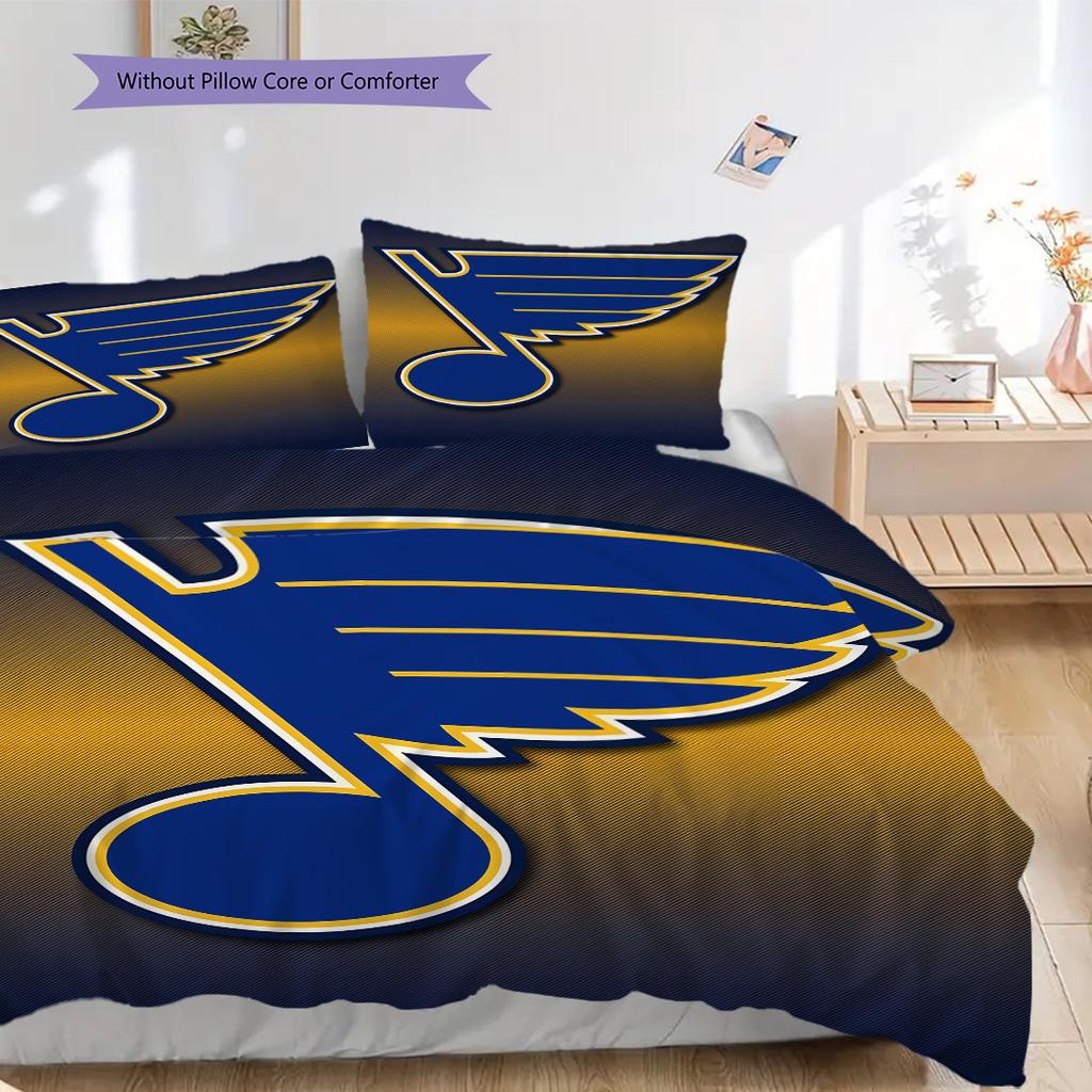St. Louis Blues Pattern Bedding Quilt Set Quilt Cover Pillowcase Home Decoration Birthday Gift (1 * duvet cover + 2 * pillowcase, without core)