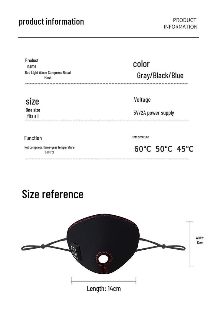 Red Light Therapy Heat Compress for Rhinitis & Nasal Congestion with Built-in Battery