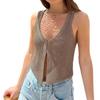 European Women's Summer V-neck Knit Vest - Sleeveless Sexy Top Cardigan