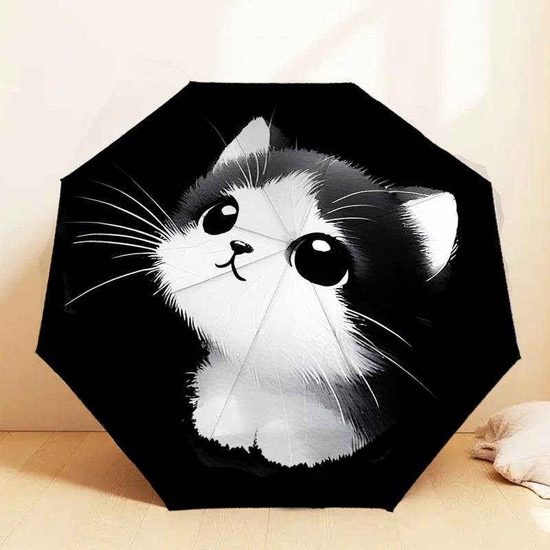 Adorable Kitten Print Umbrella   Automatic Opening & Closing, Outdoor Protection, Lightweight and Durable Travel Accessory 127