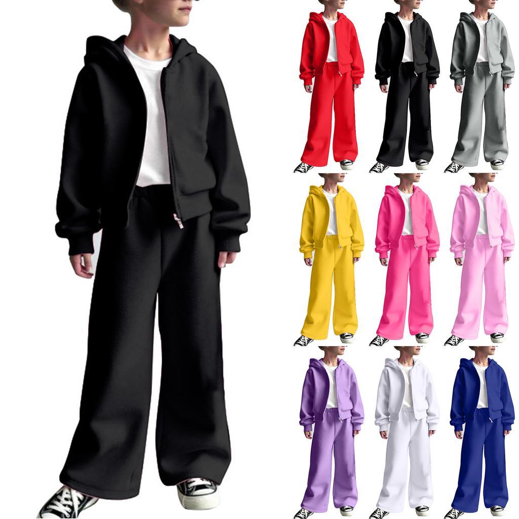 Girls' Hooded Jacket + Pants + T-Shirt Three-Piece Set Sports Fleece Casual Children's Outfit