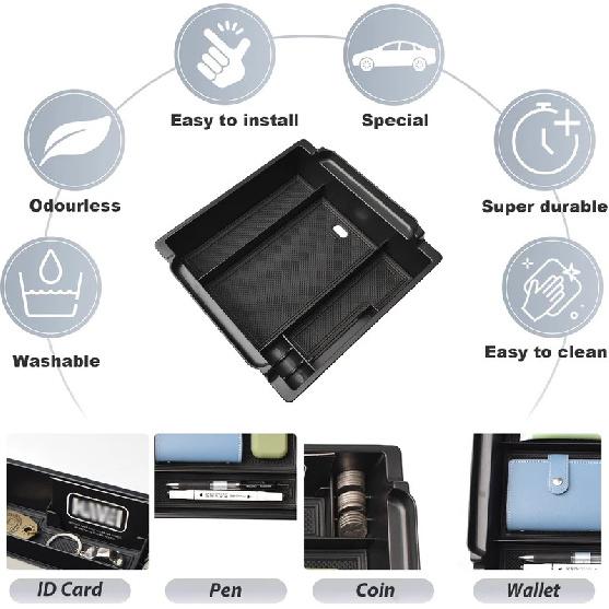 Center Console Organizer For 2024 Toyota Grand Highlander Armrest Box Storage Center Console Tray ABS Accessories Car Storage