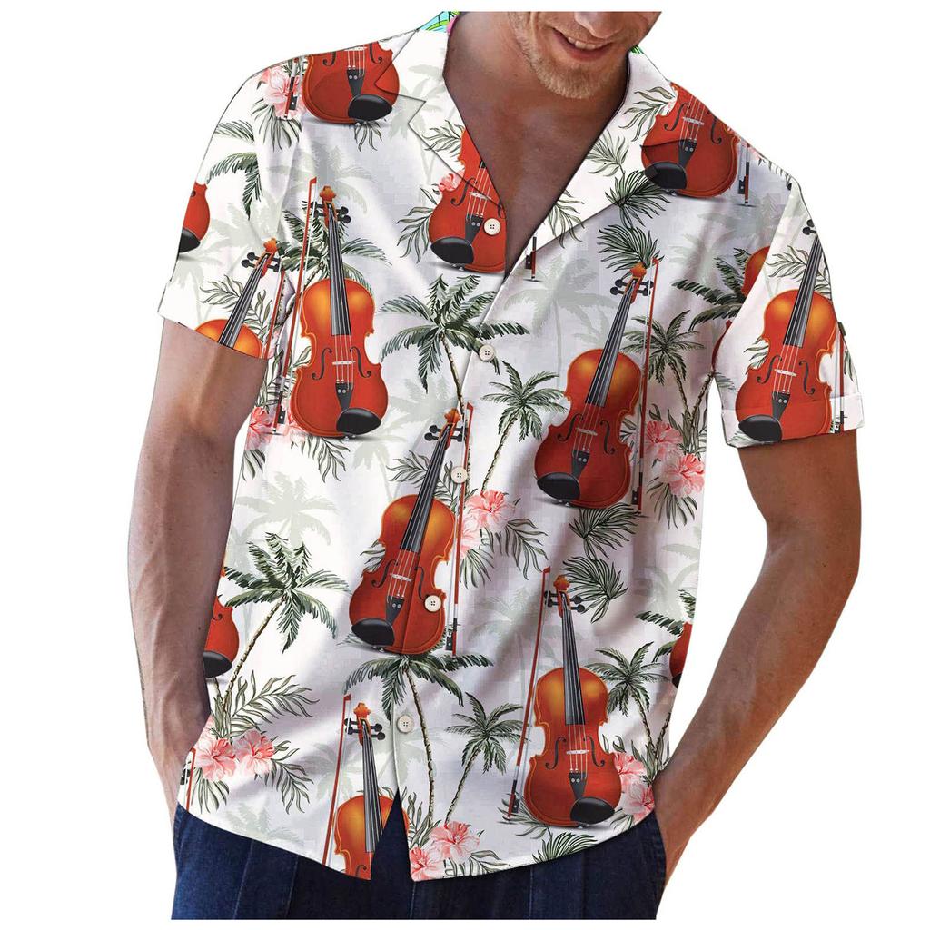 Loses, lässiges Hawaii-Knopf-Kurzarm-bedrucktes Strandhemd für Herren