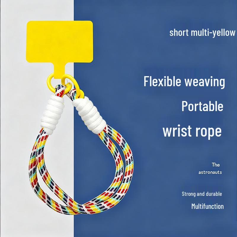 Popular Color-Block Phone Lanyard: Multi-Functional Anti-Loss Case, Earphone Cover, Toy Bag, Woven Wrist Strap