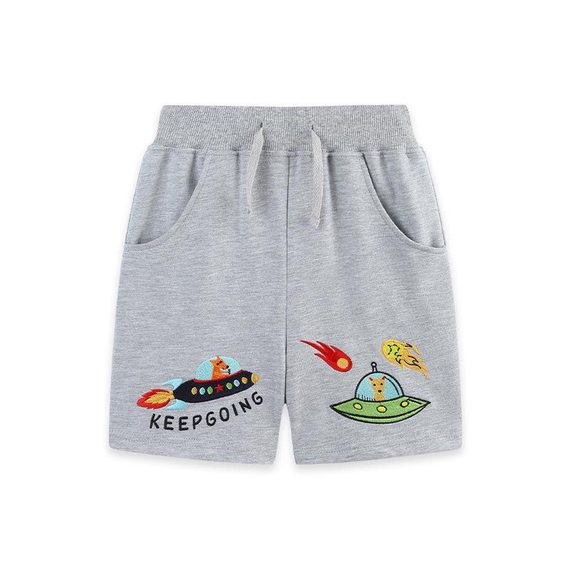 European & American Style Cartoon Embroidered Boys Shorts - Summer Casual Wear for Children 7Y (125 cm)