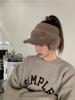 Warm Empty Top Hat Women's Autumn and Winter Ponytail Knitted Baseball Cap Thickened Outdoor Riding Cold Ear Protection Cap