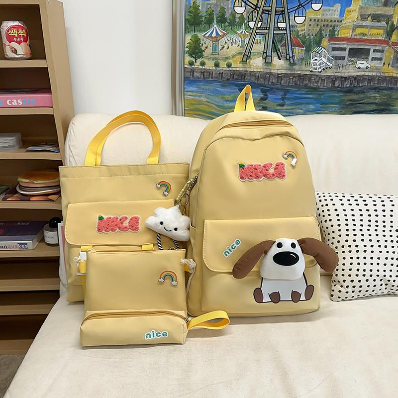 Four-Piece Backpack Set Dog Pattern Large Capacity Senior High School Student School Bag Multi-Functional Backpack