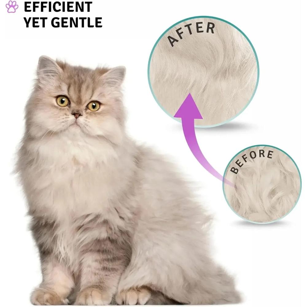 Pet Dematting Fur Rake Comb Brush Tool Dog and Cat Comb with Long Safety Blades for Detangling Matted or Knotted Undercoat Hair