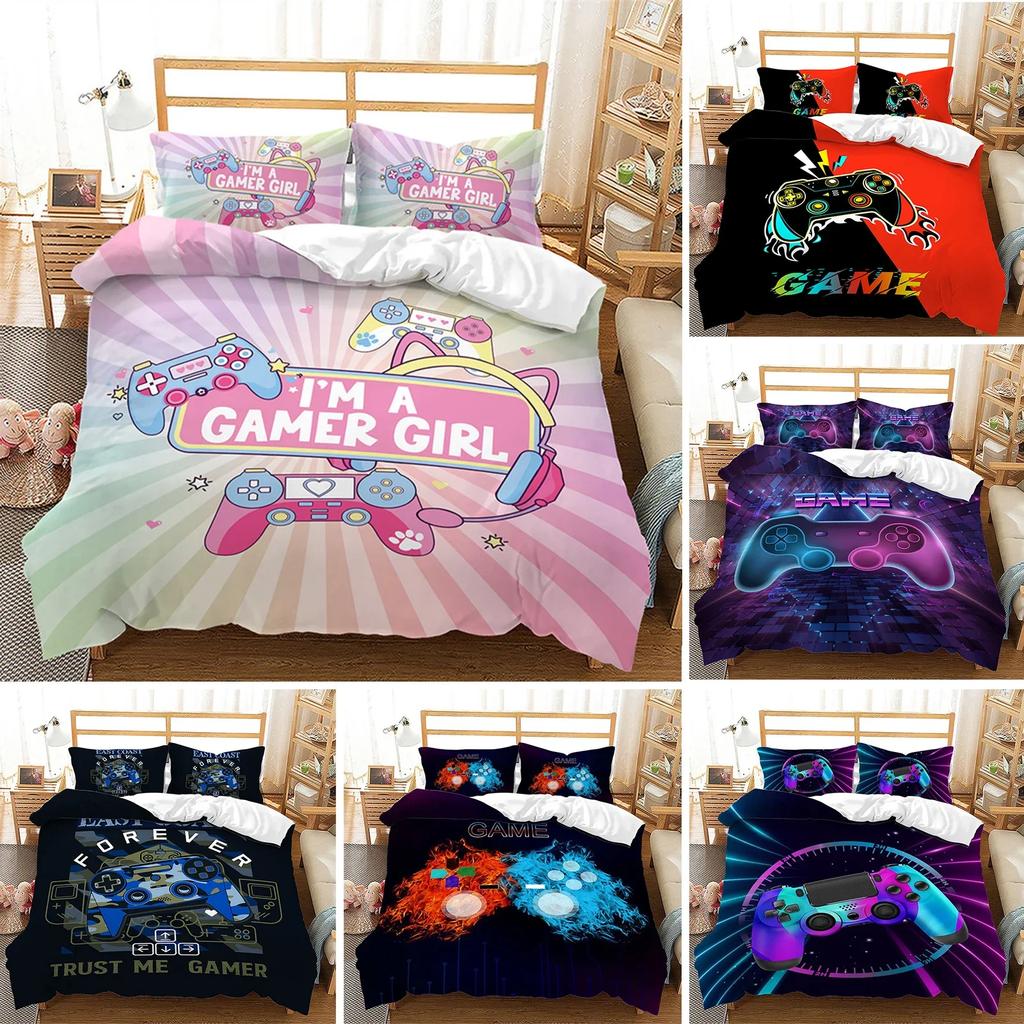 Gamepad Gamer  Video Games Comfortable Duvet Quilt Cover Pillowcase Bedding Set Children Bedroom Decoration Home Textile