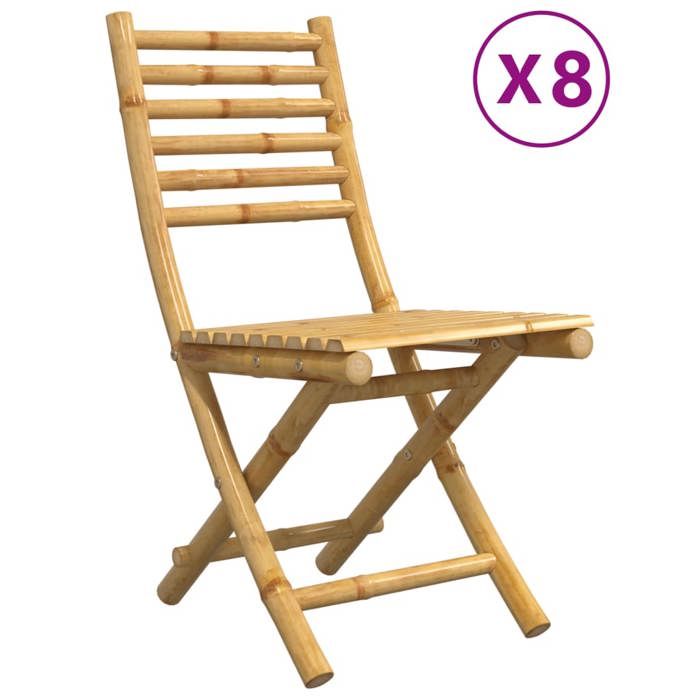 VidaXL Chaises pliables de jardin lot de 8 43x54x88 cm bambou, chaise pliable, meuble d'extérieur, chaise à manger, meuble 3278519