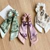 Double-layer Satin Fabric Floral Lace Bow Big Hair Band with Long Tassel Ponytail Hair Tie, A High-end Hair Tie with A Chic Design