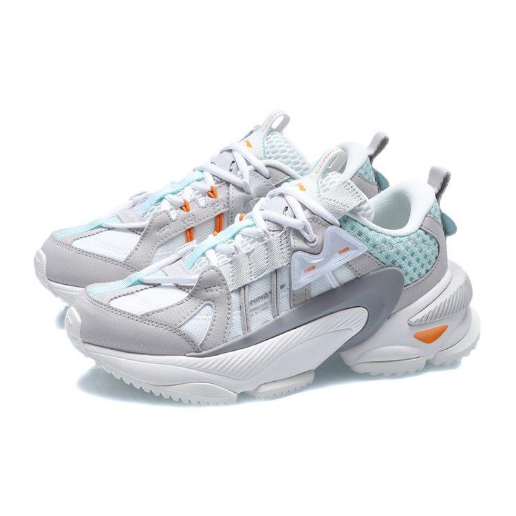 Li Ning Nebula M1 Textile, Synthetic Leather Cushioning Low Top Sports Casual Shoes Women's White Gray AGCQ244-1
