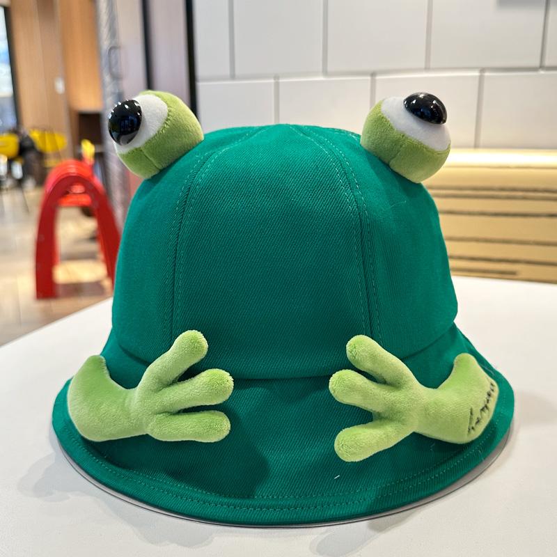 Chic Fisherman Frog Hat Womens Cartoon Sunshade Bucket Hat For Spring Summer