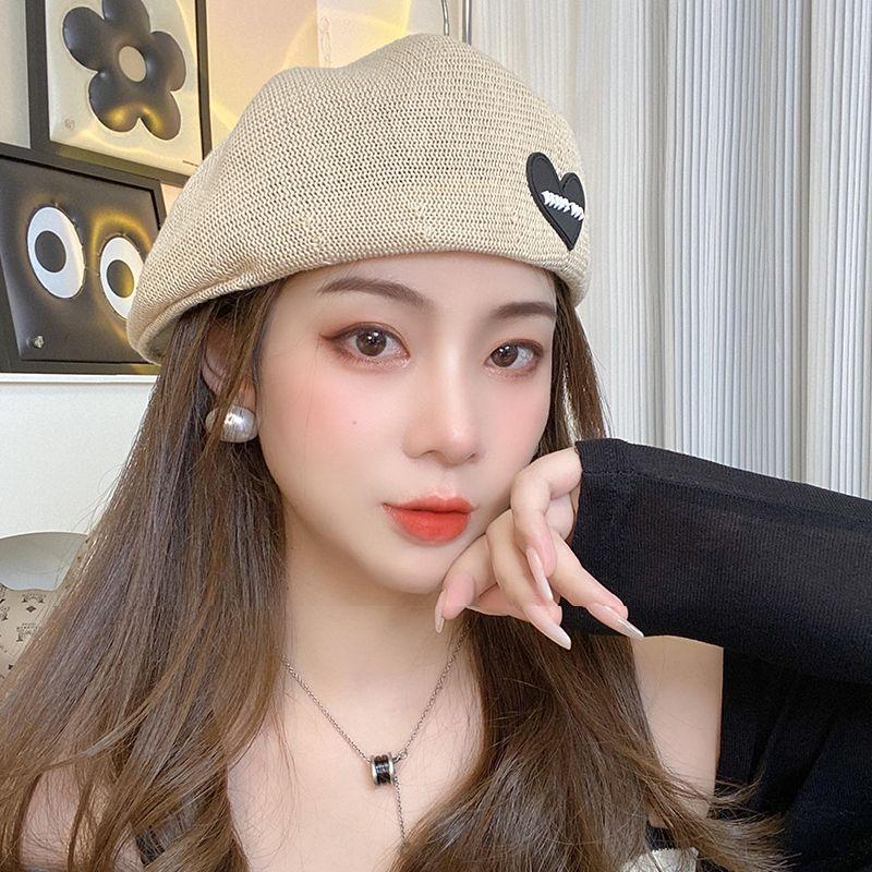 Trendy Women's Berets Thin Breathable Painter Hat Anti-sun Solid Winter Beret Lady