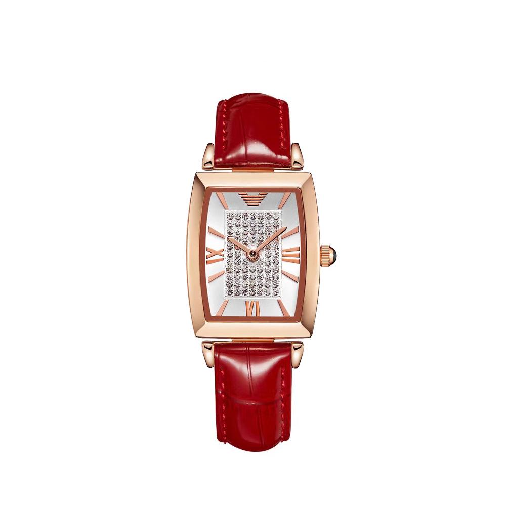 Oushijia New Square Diamond Women's Roman Minimalist Tonneau Quartz Watch